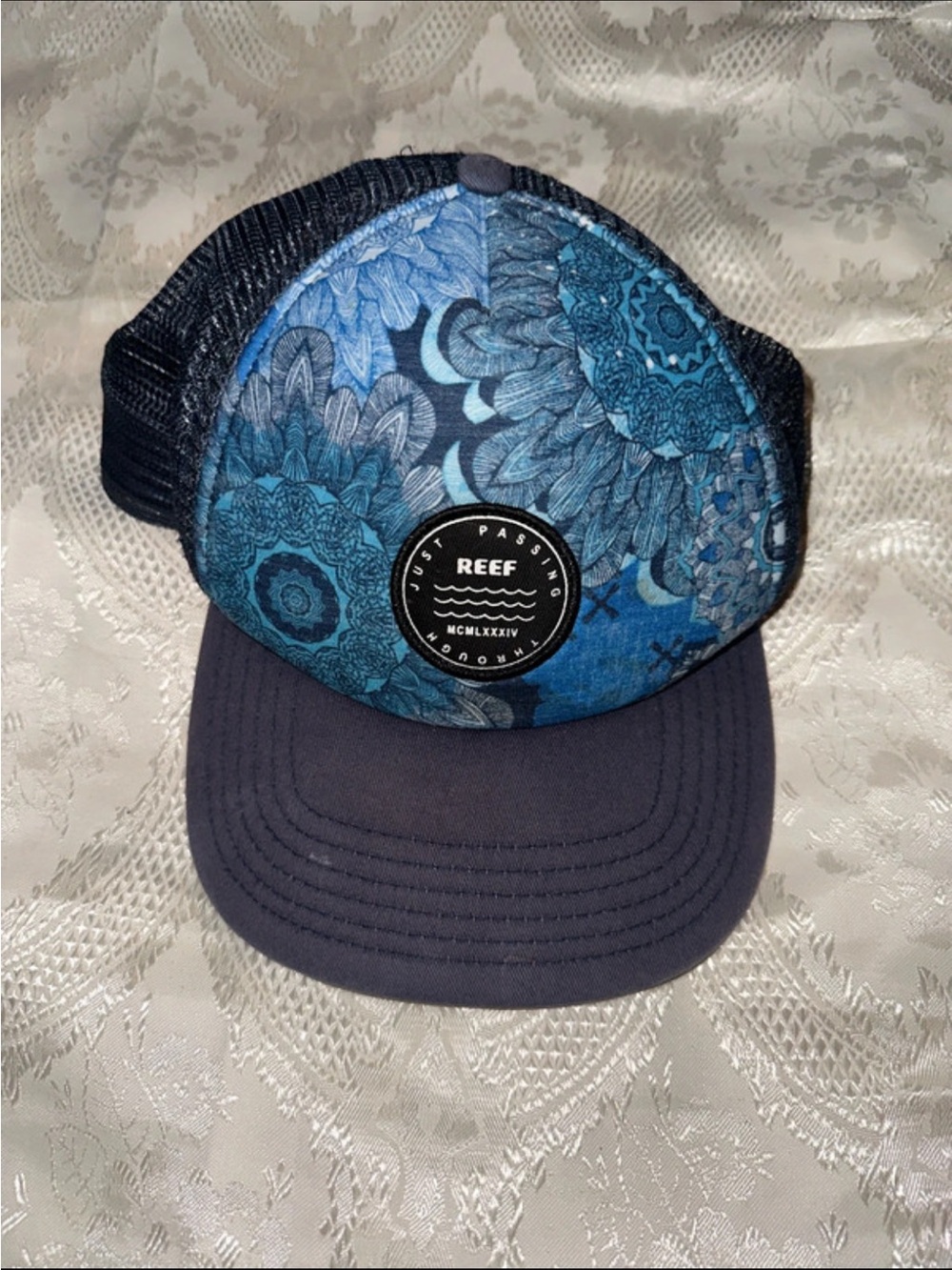 Reef Kids Blue Floral Mesh Trucker Hat